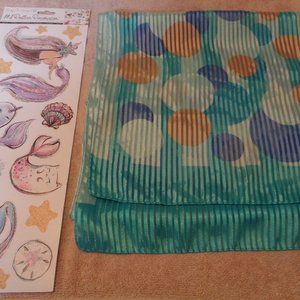 MERMAIDCORE STICKERS & BLUE GREEN GLITTER BUBBLES SCARF